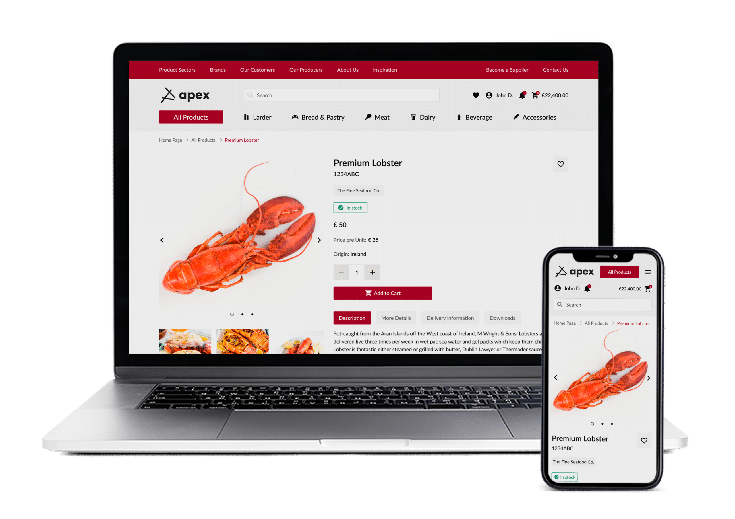 apex food and bev product b2b ecommerce platform